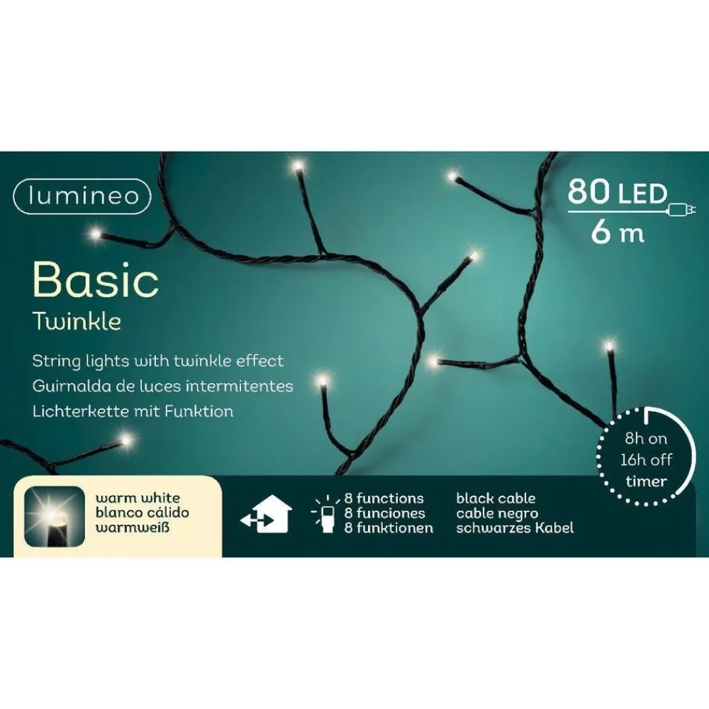 RETIF Girlande Warmweis 80 Leds Schwarzes Kabel 6 M Clearance