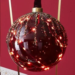 RETIF Glaskugel Rot 30 Leds Warmweis O14Cm Cheap