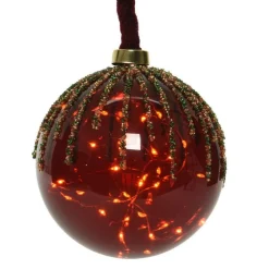 RETIF Glaskugel Rot 40 Leds Warmweis O 20 Cm Online