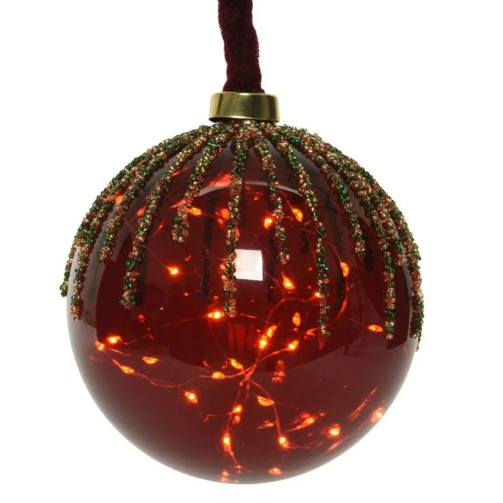 RETIF Glaskugel Rot 40 Leds Warmweis O 20 Cm Online
