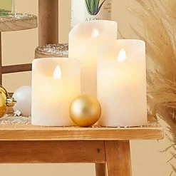 RETIF Led-Kerzen Sortiment O 7,5 H 10 / 12,5 Und 15 Cm - Packung Mit 3 Stuck Discount