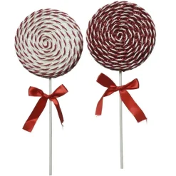 RETIF Lutscher Rot Und Weis Mit Satinschleife O 14 X H 36 Cm - 2 Mogliche Varianten Hot