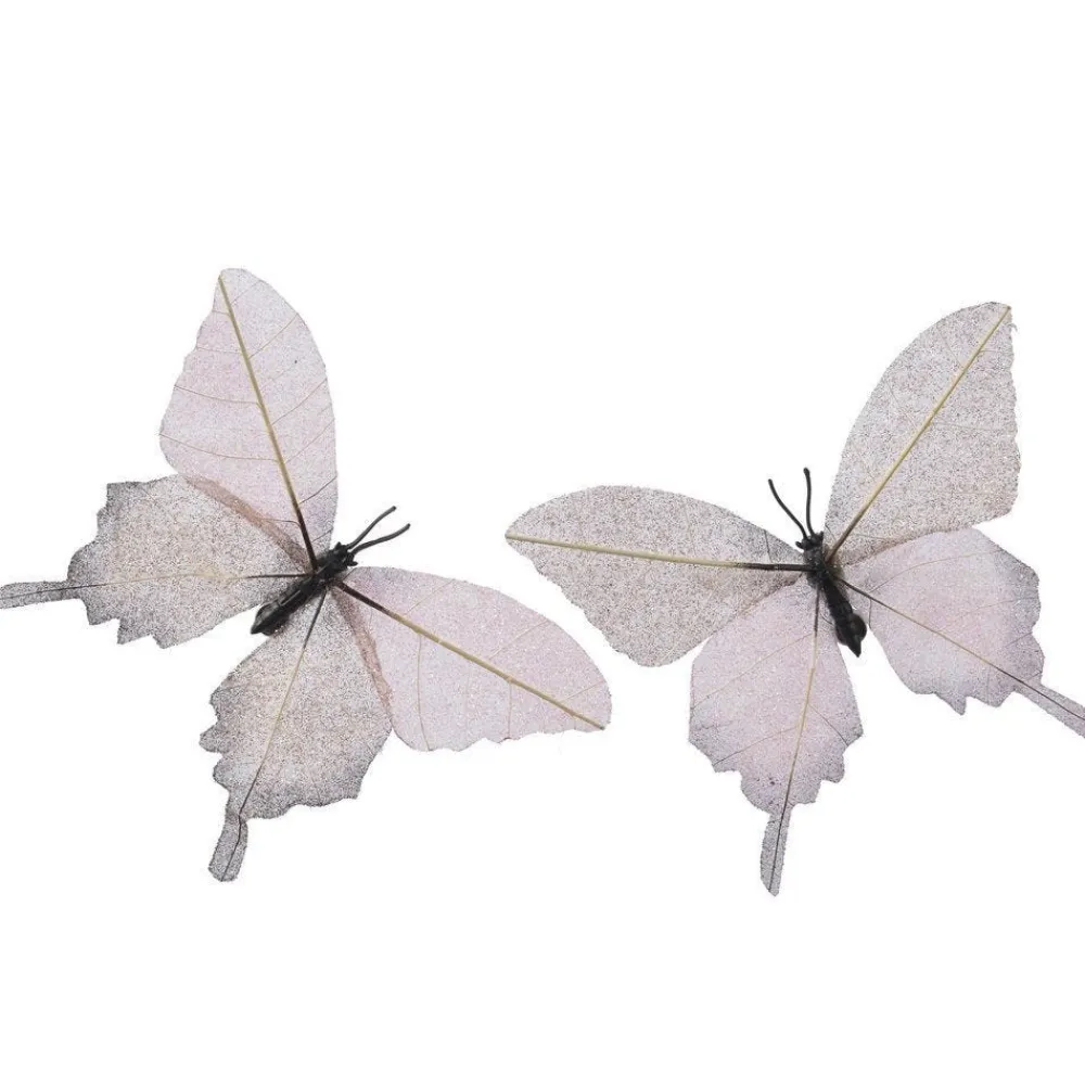 RETIF Schmetterling Auf Rosa Clip / Perle L 14,5 X T 11 Cm - 2 Mogliche Farben Clearance