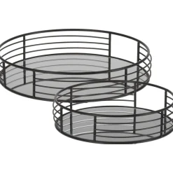 RETIF Tabletts, Spiegel Und Schwarzes Metall L20 X T20 X H5Cm Und L25 X T25 X H5Cm Discount